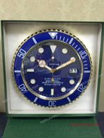 Fake Rolex Submariner Blue Wall Clock w/ Cyclops Gold Case 34cm